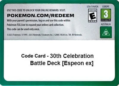 Code Card - 30th Celebration Battle Deck [Espeon ex]