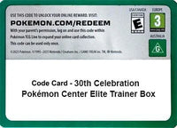 Code Card - 30th Celebration Pokemon Center Elite Trainer Box