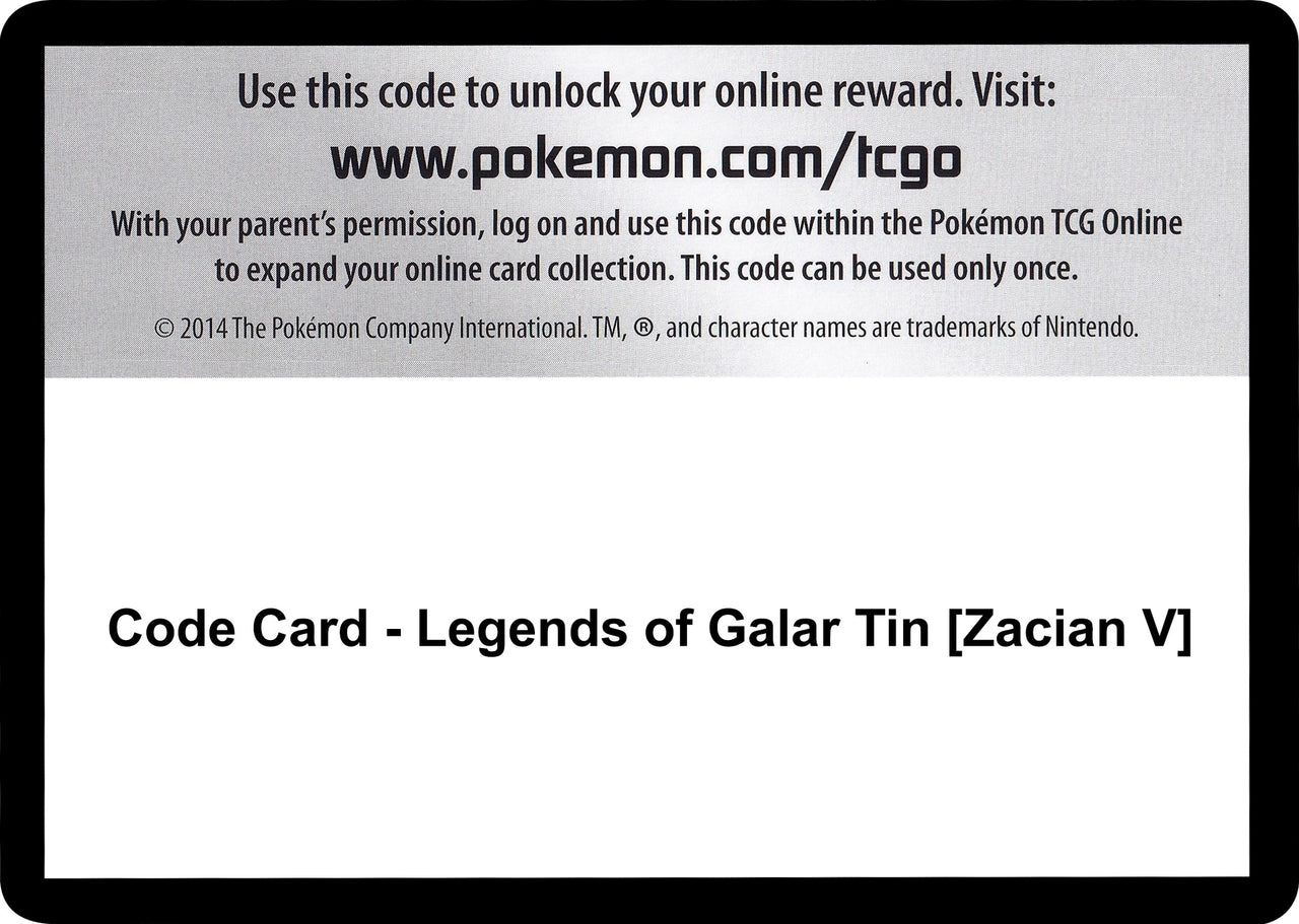 Code Card - Legends of Galar Tin [Zacian V]
