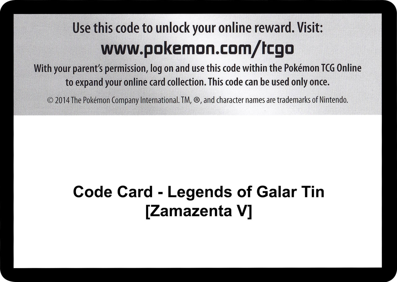 Code Card - Legends of Galar Tin [Zamazenta V]