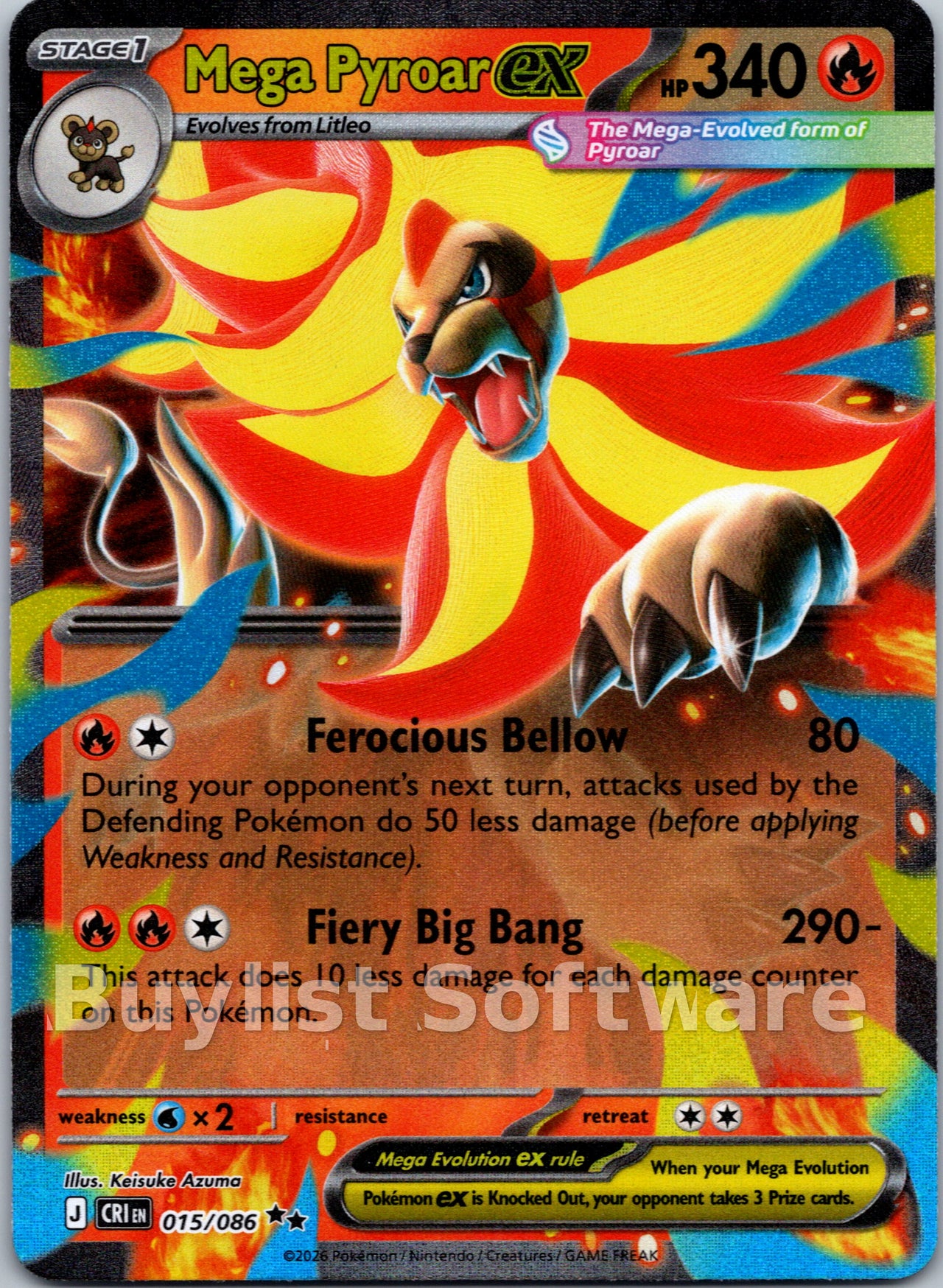 Mega Pyroar ex [015/086] [Chaos Rising] Holofoil