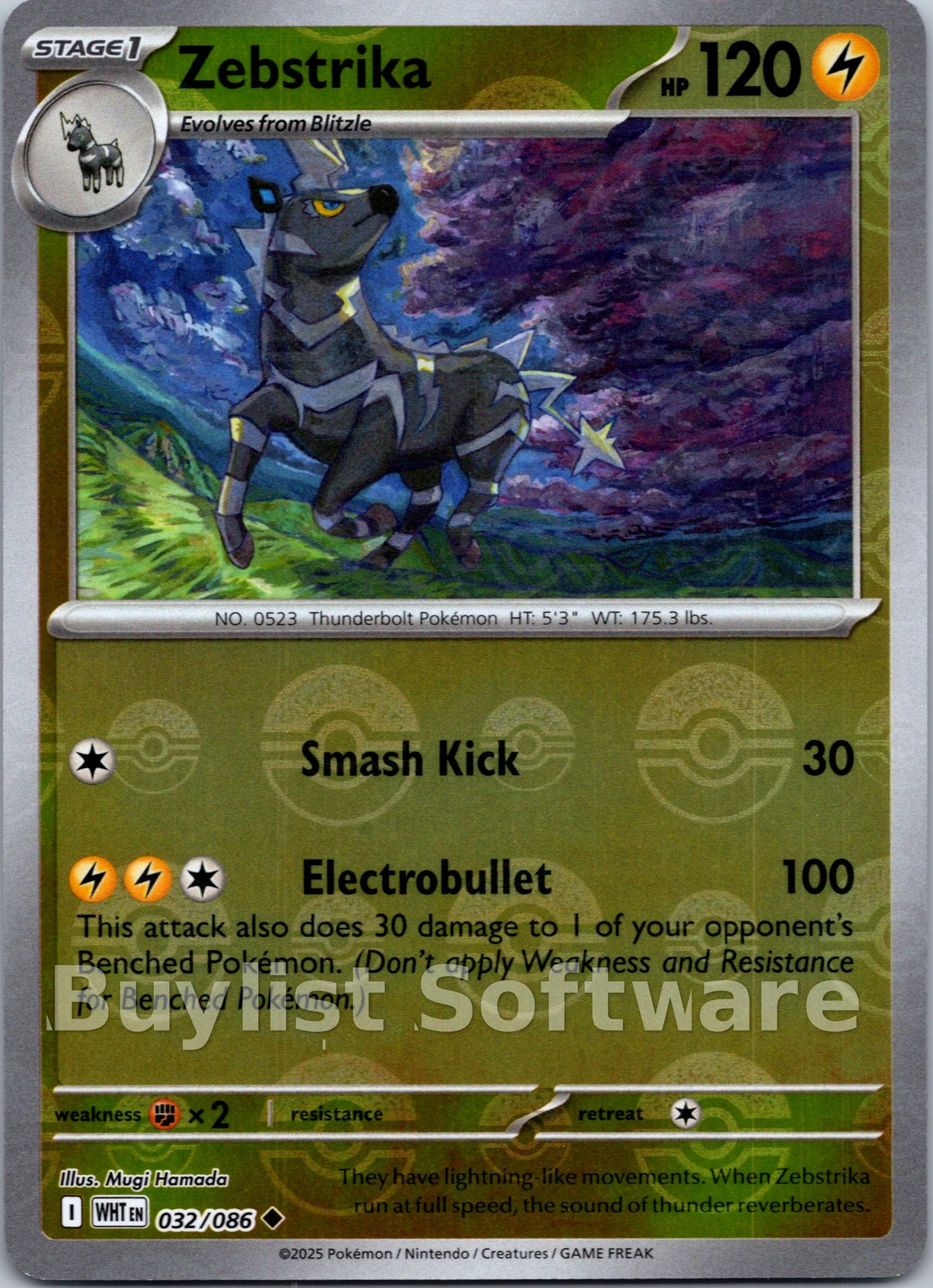 Zebstrika (Poke Ball Pattern) [032/086] [White Flare] Holofoil