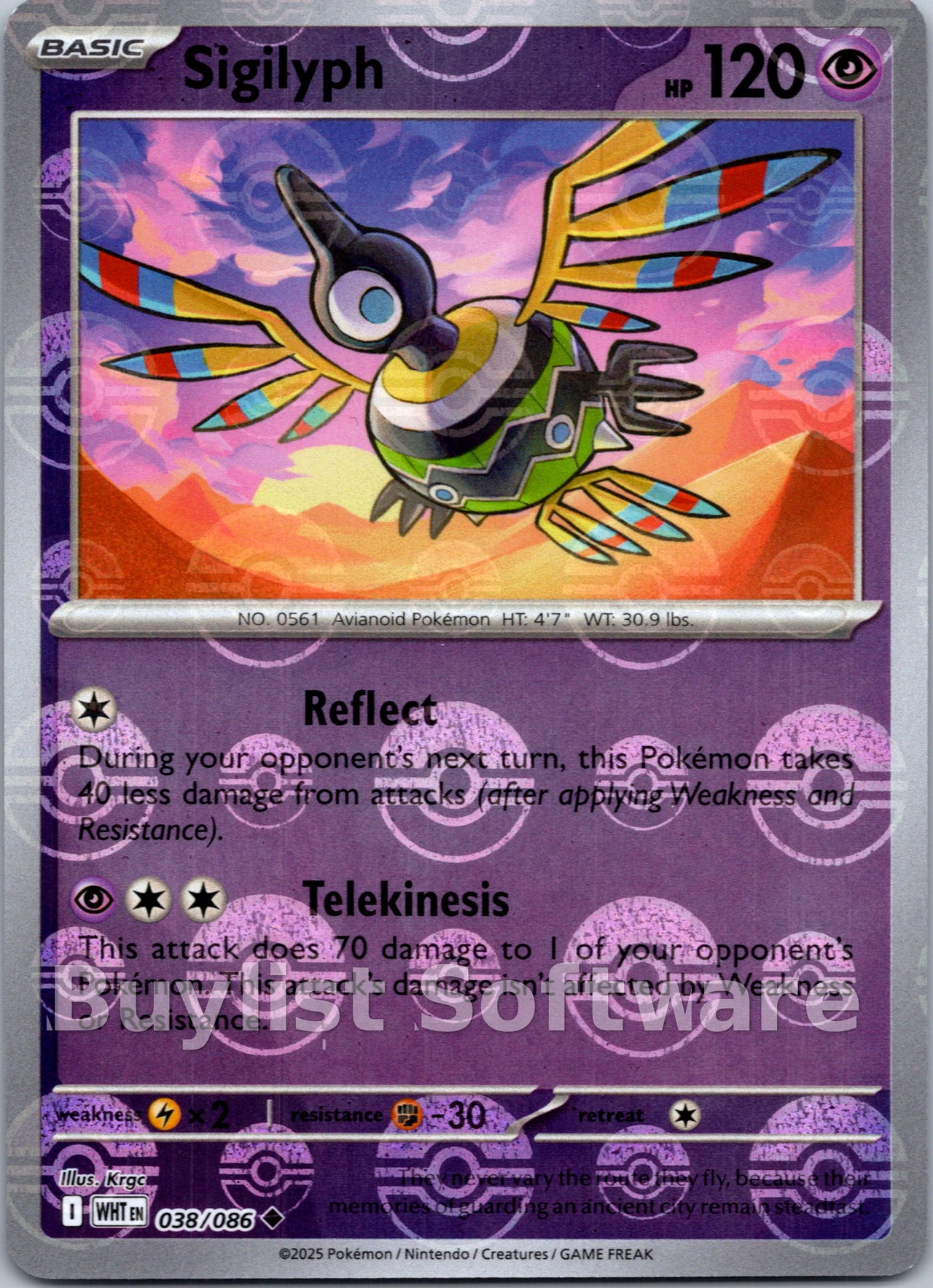 Sigilyph (Poke Ball Pattern) [038/086] [White Flare] Holofoil